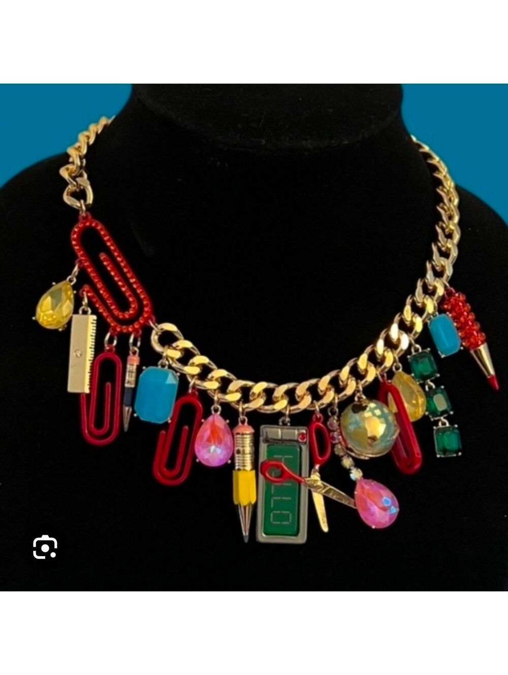 00.$148| NWT| Betsey Johnson Faux Stone Back To School Statement Necklace